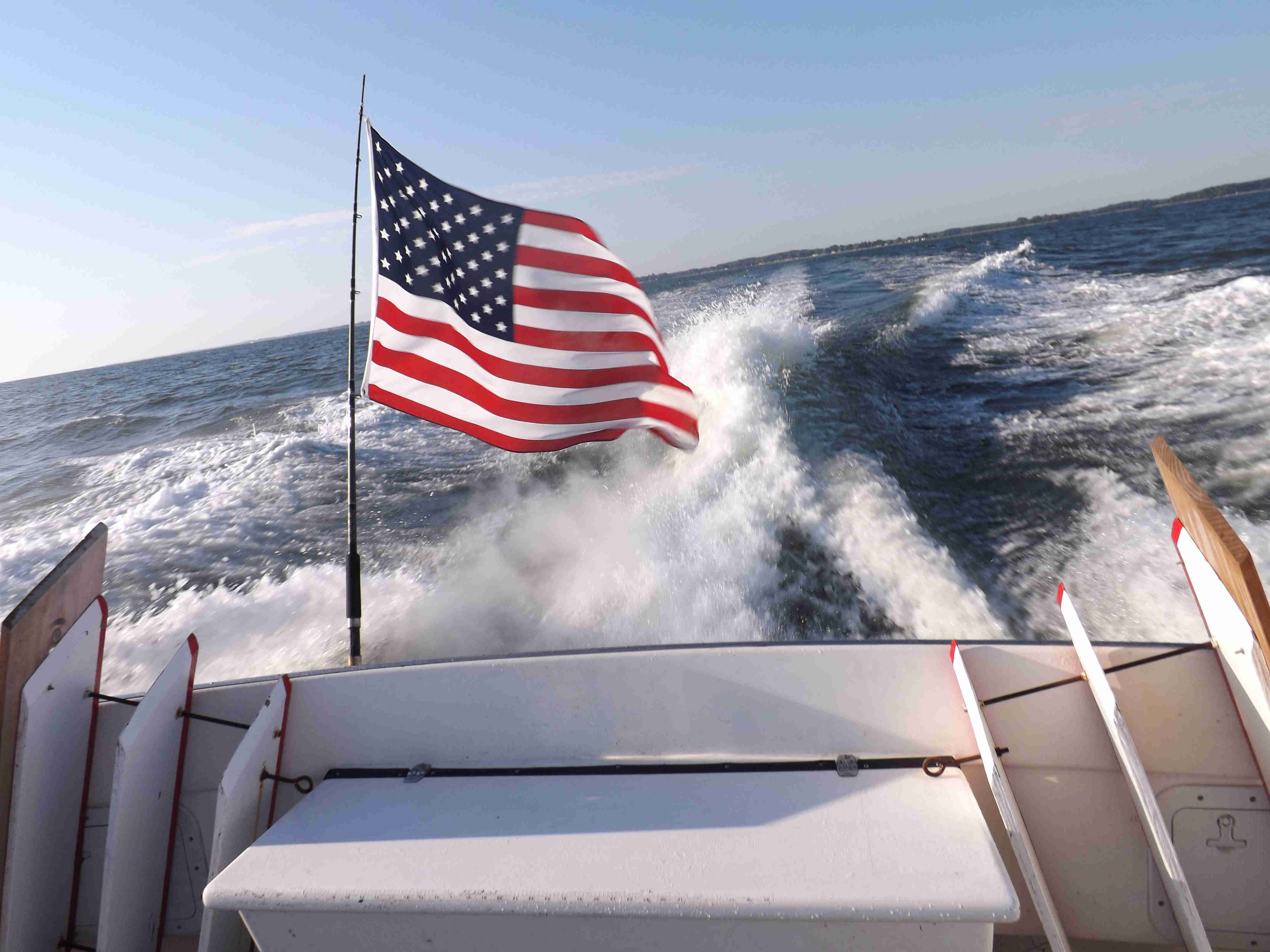 Boat with american flag