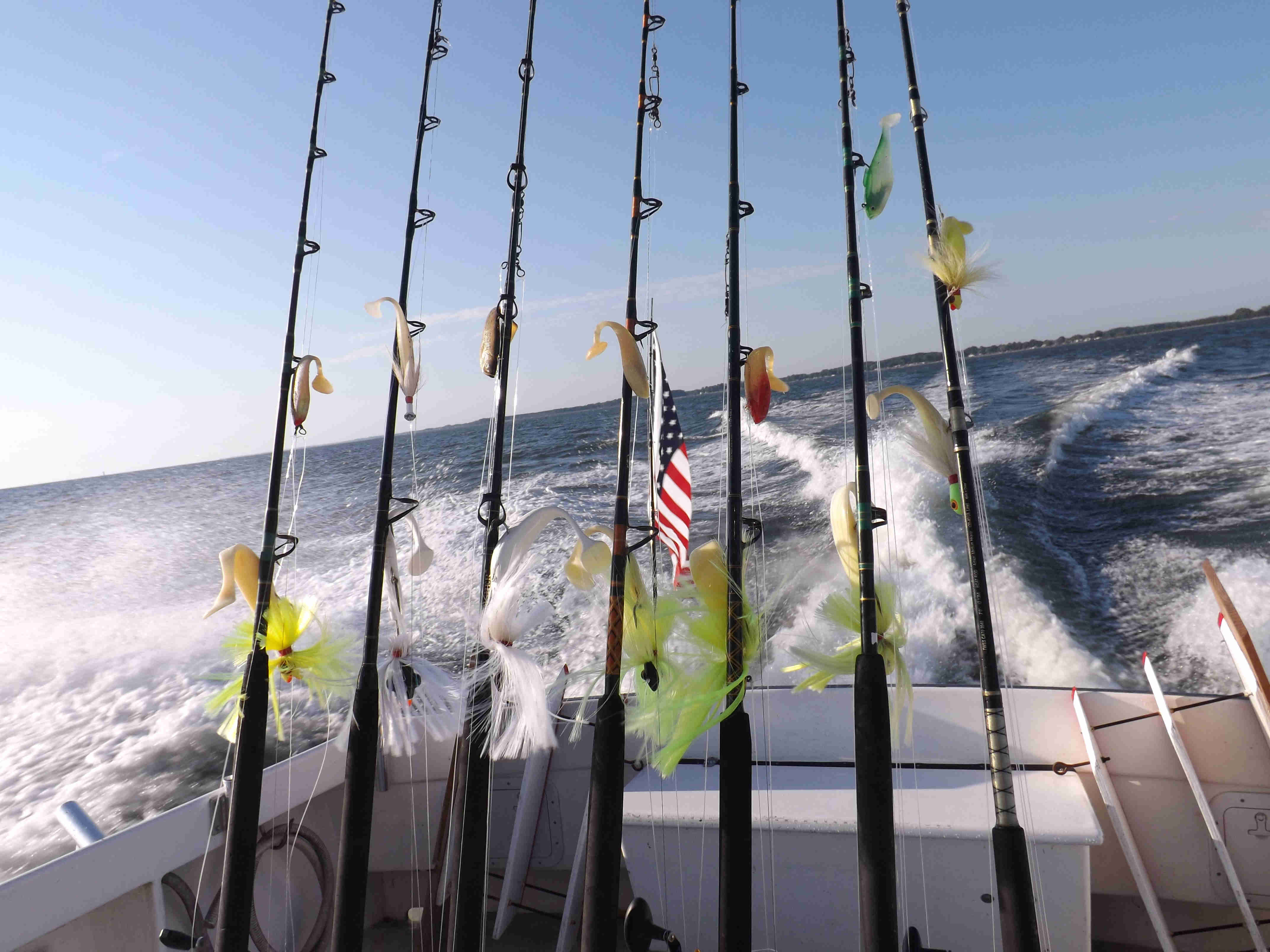 Fishing charter boat with fishing poles